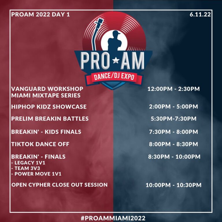 Pro-Am Dance and DJ Expo Miami 2022 Day 1 Schedule