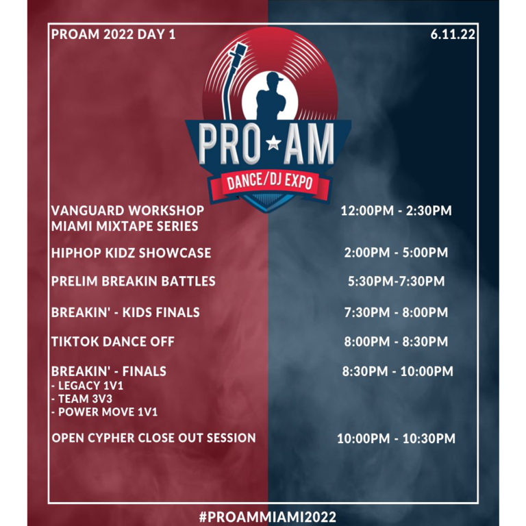 Pro-Am Dance and DJ Expo Miami 2022 Day 1 Schedule